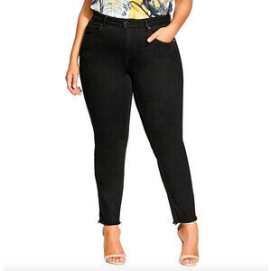 Chic Denim Harley Costa Mid Rise Crop Straight Jeans Black Plus Size 20 NWT